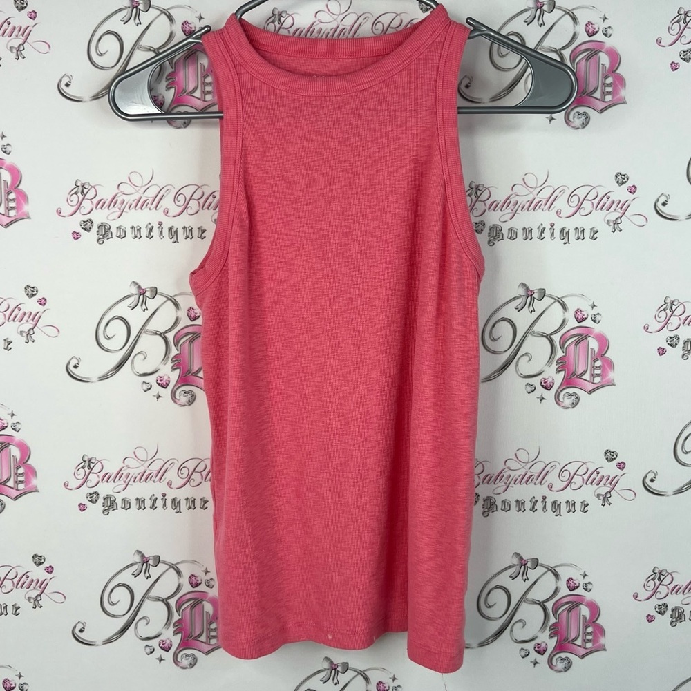Rachel Zoe tank top mock neck high neck pink orange ribbed Coral Tank Top